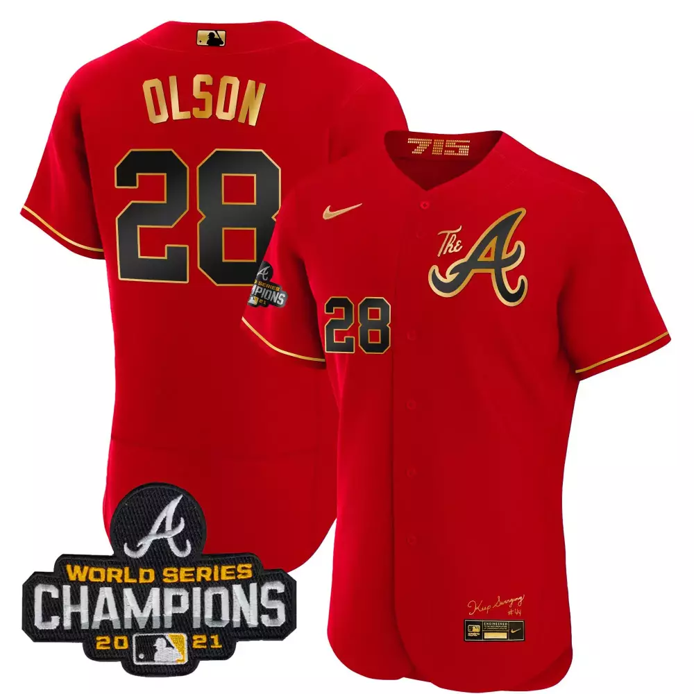 Personalized Red gold michael harris ii youths atlanta braves champions city connect gold flex base jersey all stitched