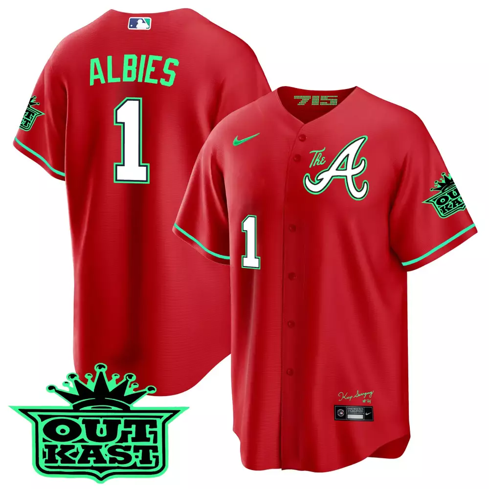 Customizable Red matt olson atlanta braves atliens the a cool base jersey galaxy version stitched