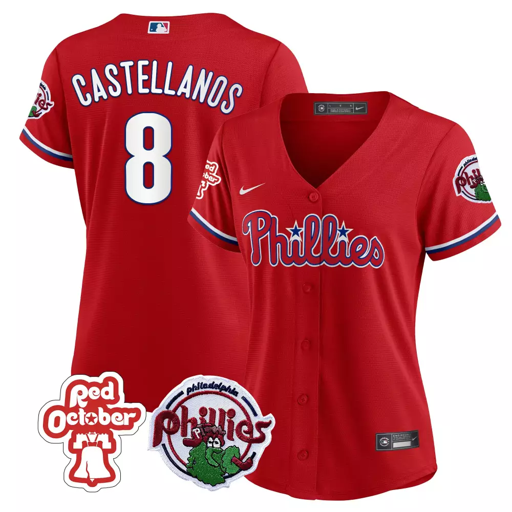 Personalized Red rhys hoskins philadelphia phillies red october patch jersey all stitched