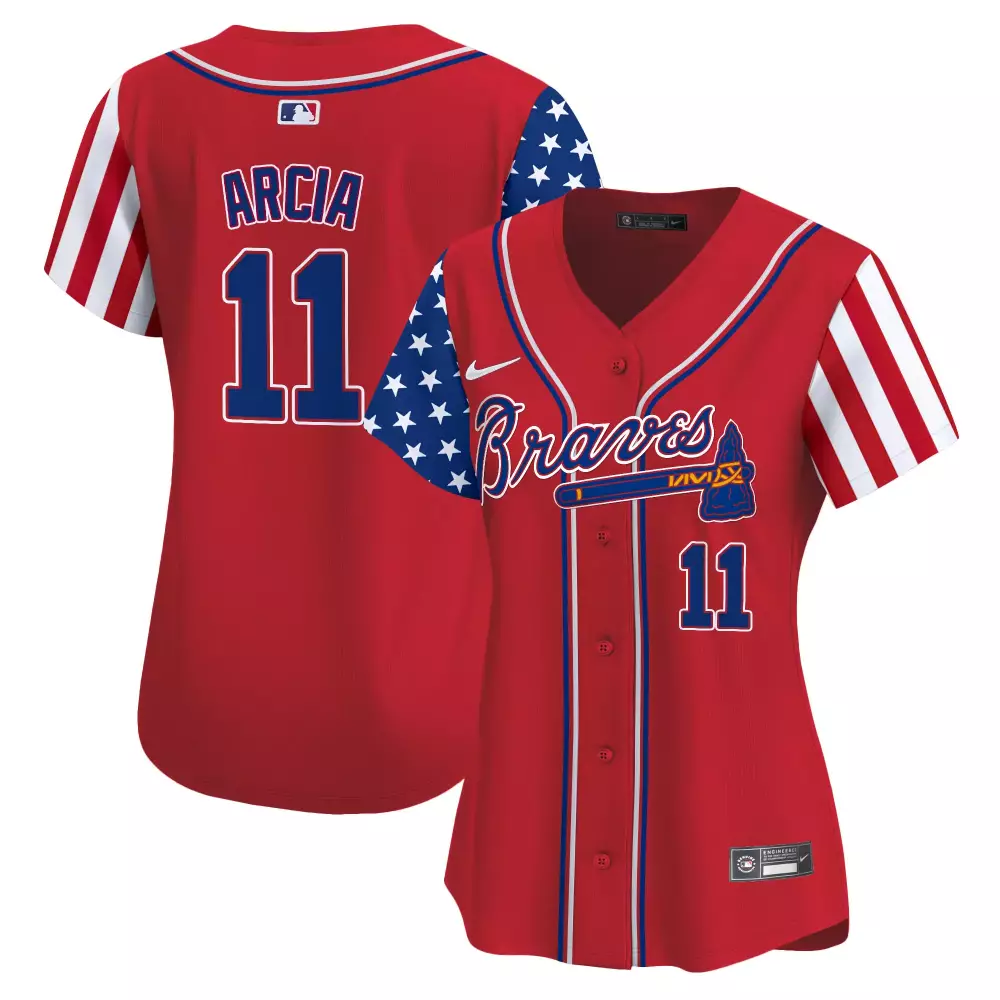 Personalized Red ronald acuna jr atlanta braves 2024 independence day vapor premier limited jersey all stitched