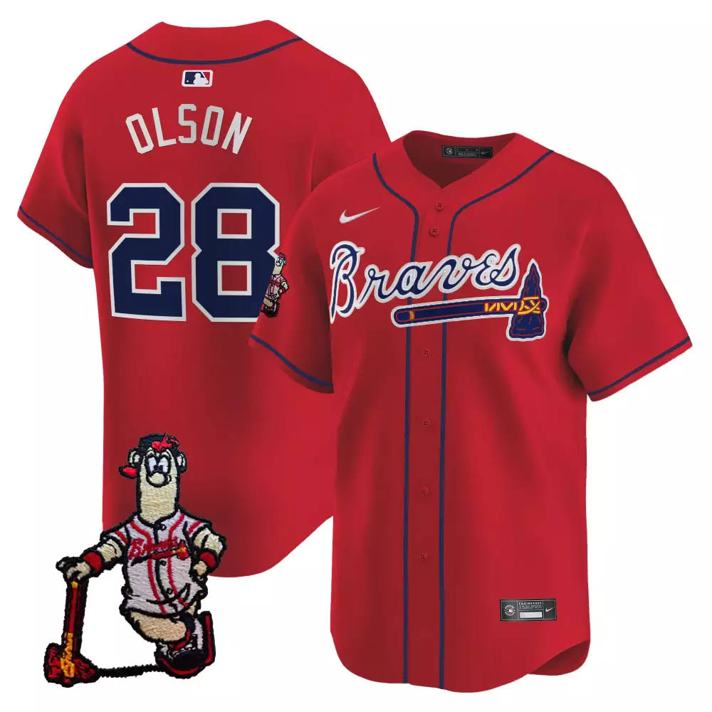 Customizable Red ronald acuna jr atlanta braves blooper patch vapor premier limited jersey all stitched