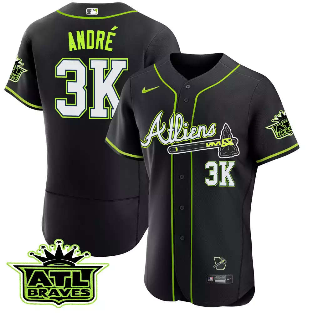 Custom Red team atlanta braves atliens atl patch flex base jersey all stitched