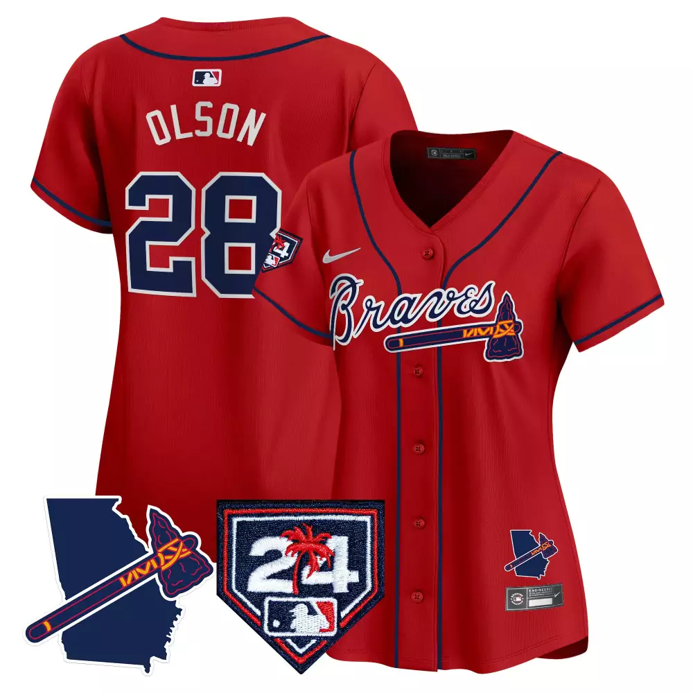 Custom Red travis darnaud atlanta braves 2024 spring training georgia patch vapor premier limited jersey all stitched