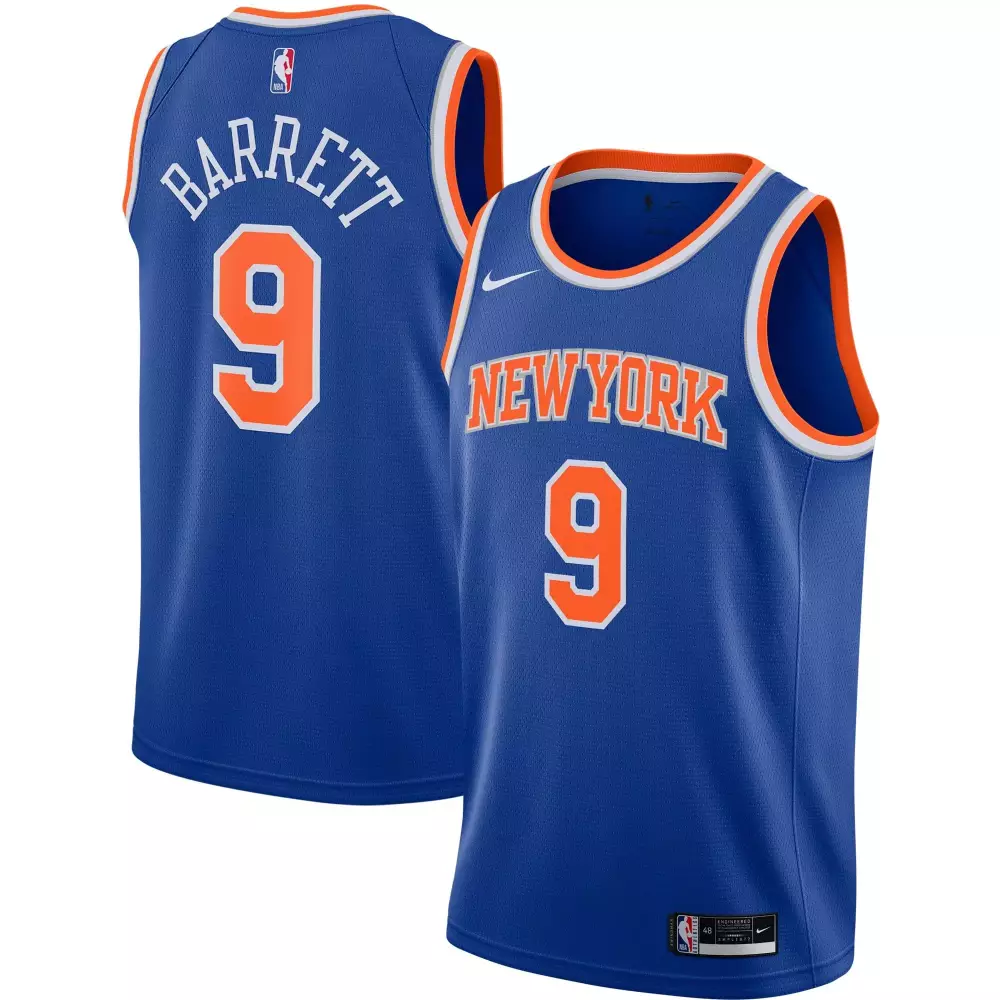 Personalized Rj barrett new york knicks 202021 blue icon edition jersey gift for new york knicks fans