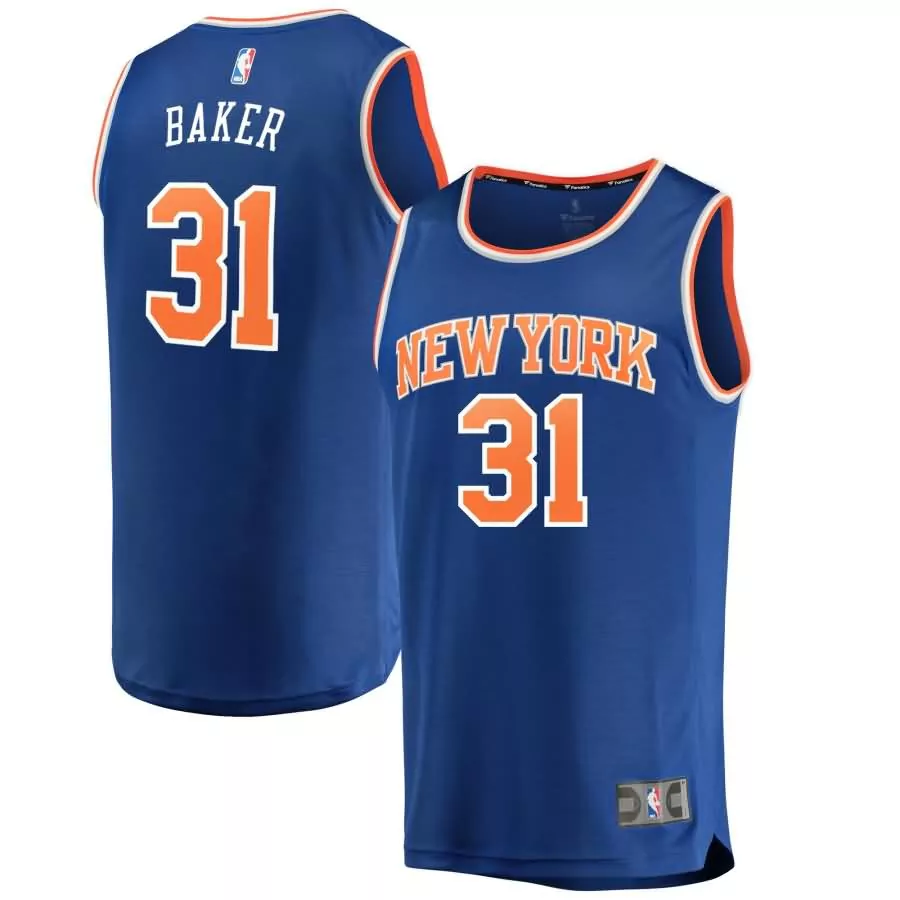 Personalized Ron baker new york knicks fanatics ed fast break road player jersey royal icon edition