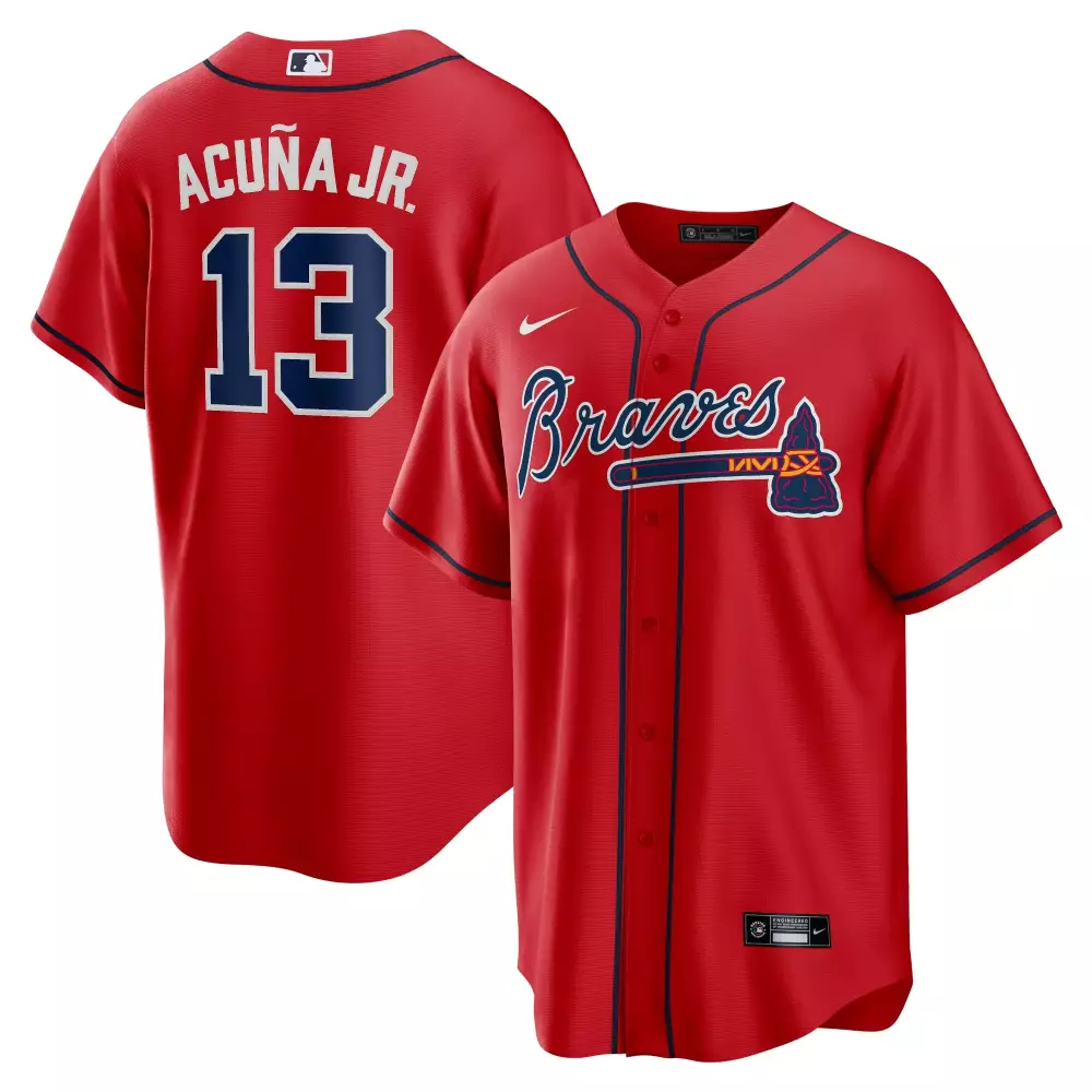 Personalized Ronald acuna jr atlanta braves alternate replica player name jersey red