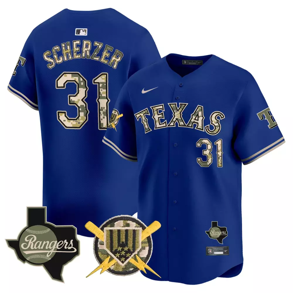 Customizable Royal max scherzer texas rangers armed forces day vapor premier limited jersey all stitched