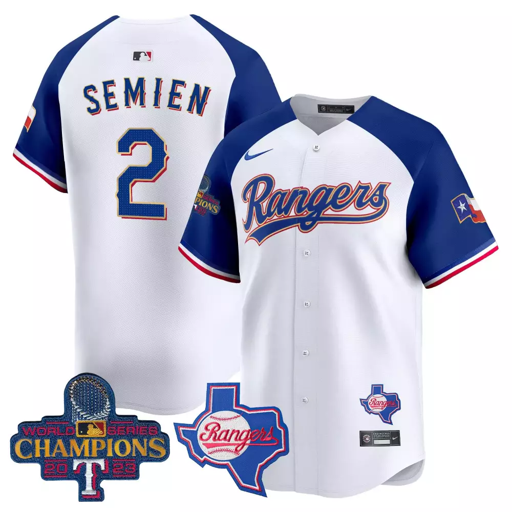 Customizable Royal team texas rangers 2023 world series champions gold trim vapor premier limited jersey v2 all stitched