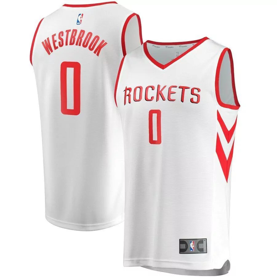 Personalized Russell westbrook houston rockets fast break jersey white association edition 2019