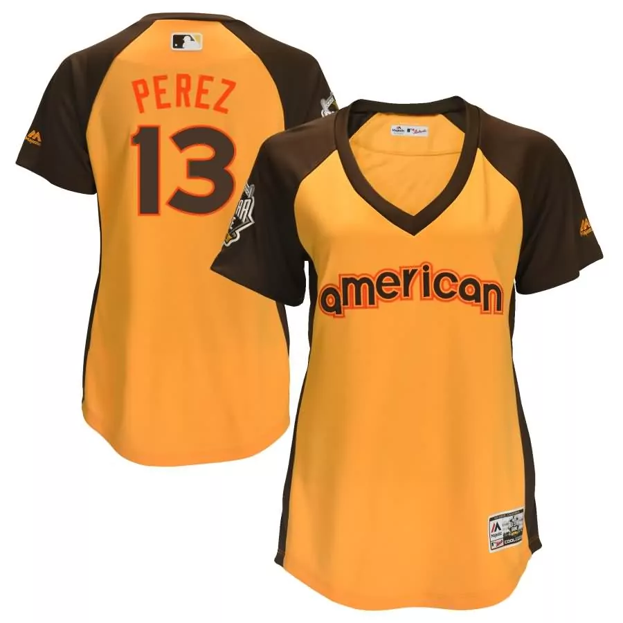 Customizable Salvador perez kansas city royals majestic womens 2016 mlb all star game cool base batting practice player jersey yellow