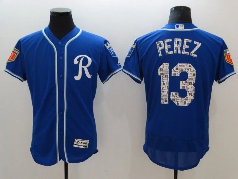 Customizable Salvador perez kansas mlb 2018 spring edition city royals 13 blue jersey