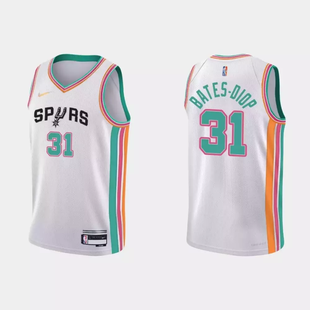 Custom San antonio spurs keita bates diop 31 nba basketball city edition white jersey gift for spurs fans