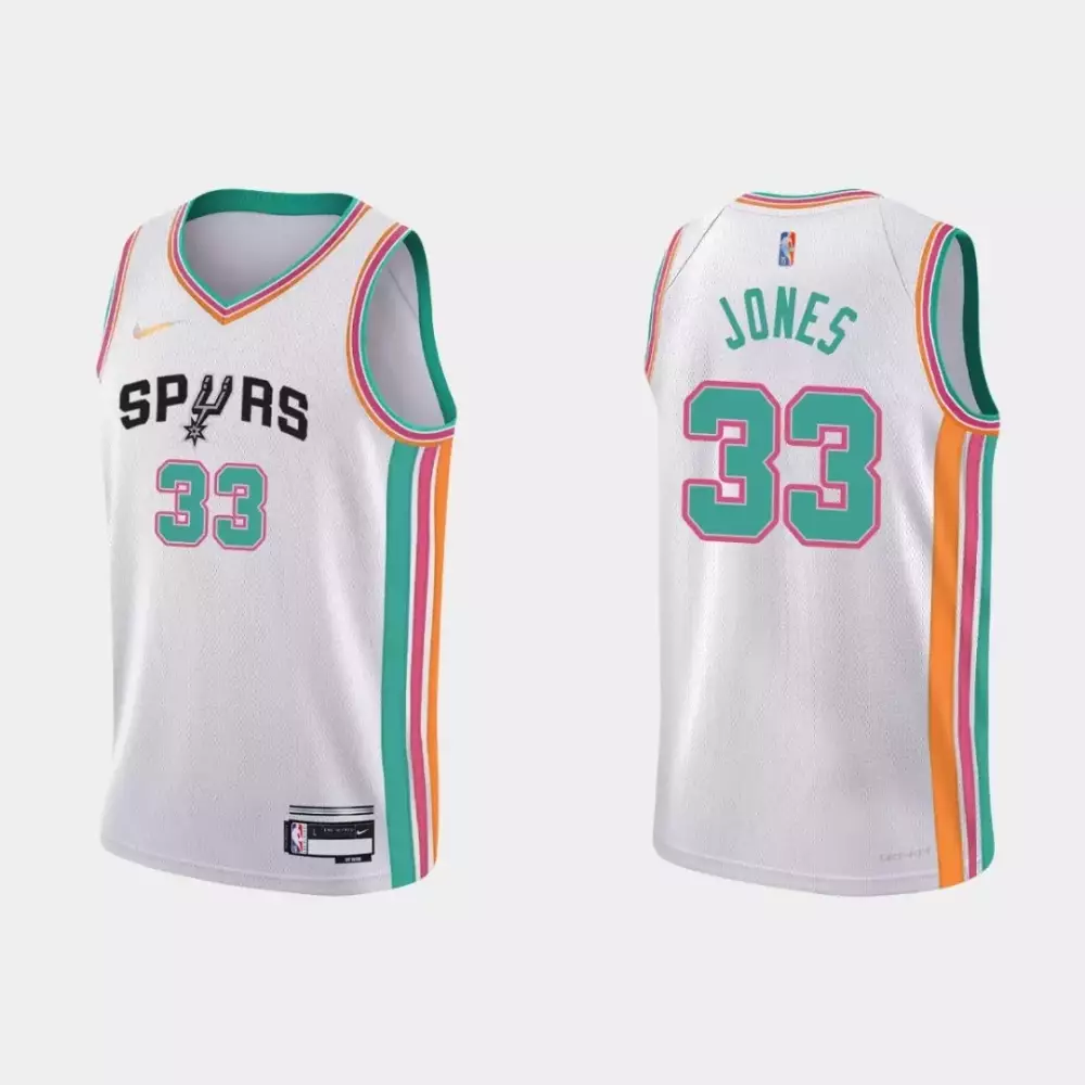 Custom San antonio spurs tre jones 33 nba basketball city edition white jersey gift for spurs fans