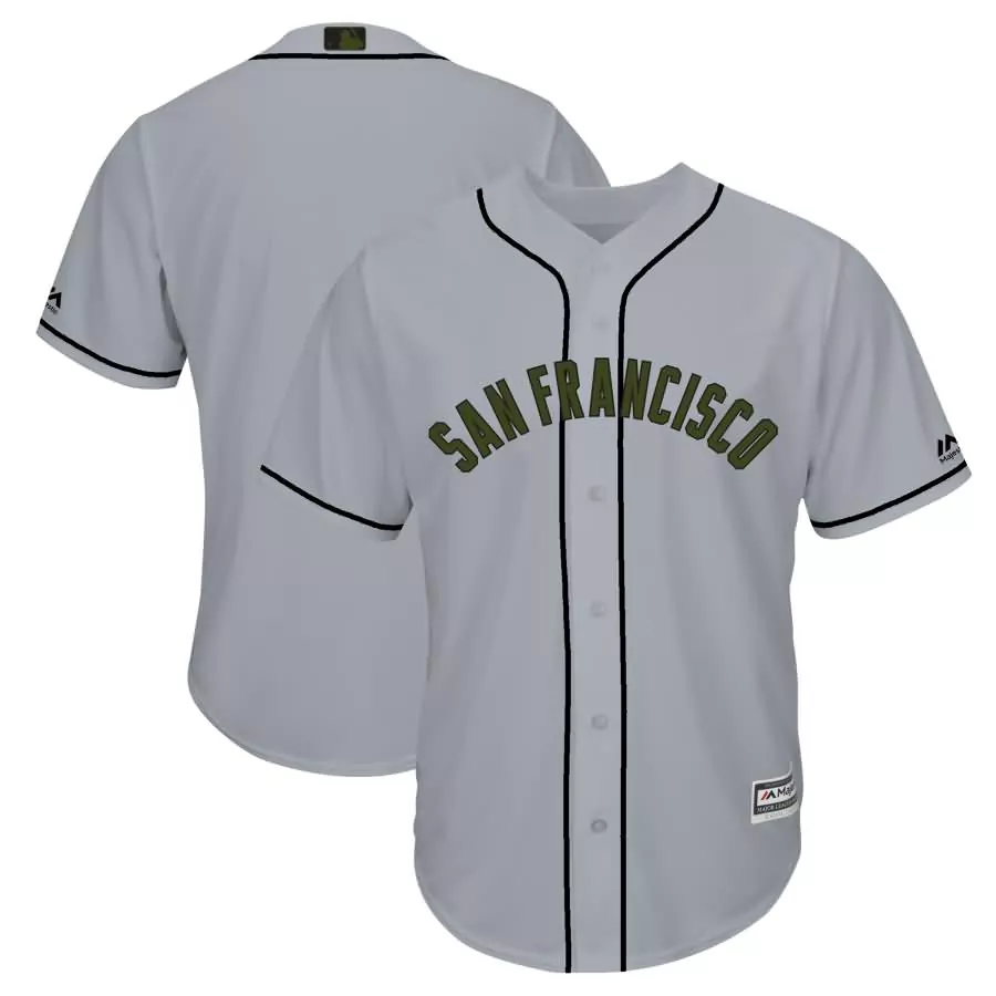 Personalized San francisco giants majestic 2018 memorial day cool base team jersey gray