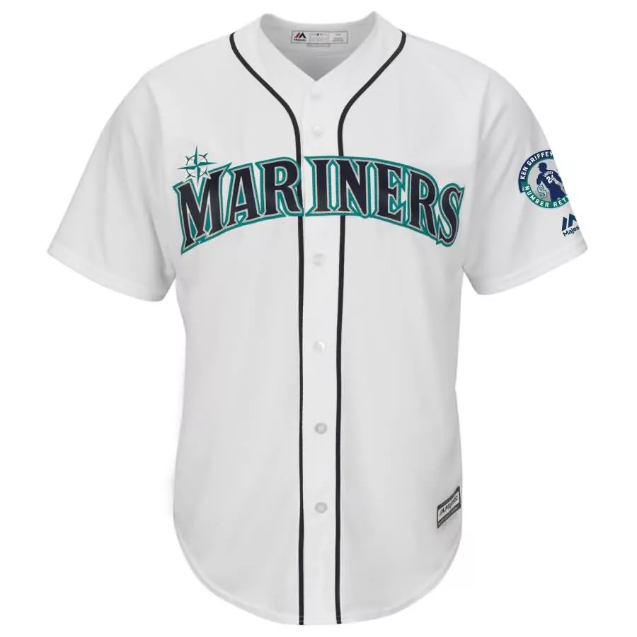 Customizable Seattle mariners majestic griffey retirement day patch cool base team jersey white