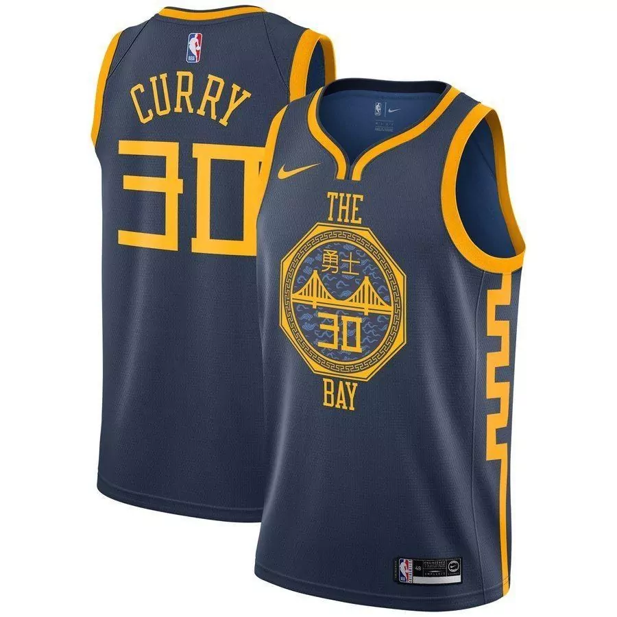 Custom Stephen curry golden state warriors city edition jersey navy 2019 gifts for fans