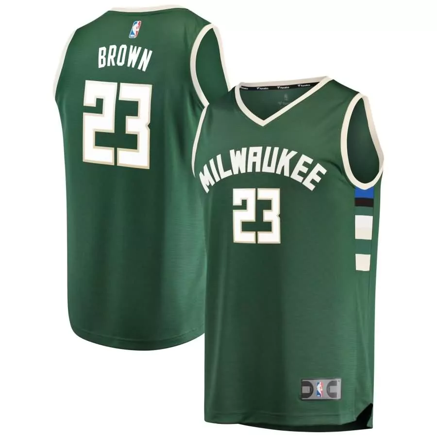 Customizable Sterling brown milwaukee bucks fanatics ed fast break road player jersey green icon edition