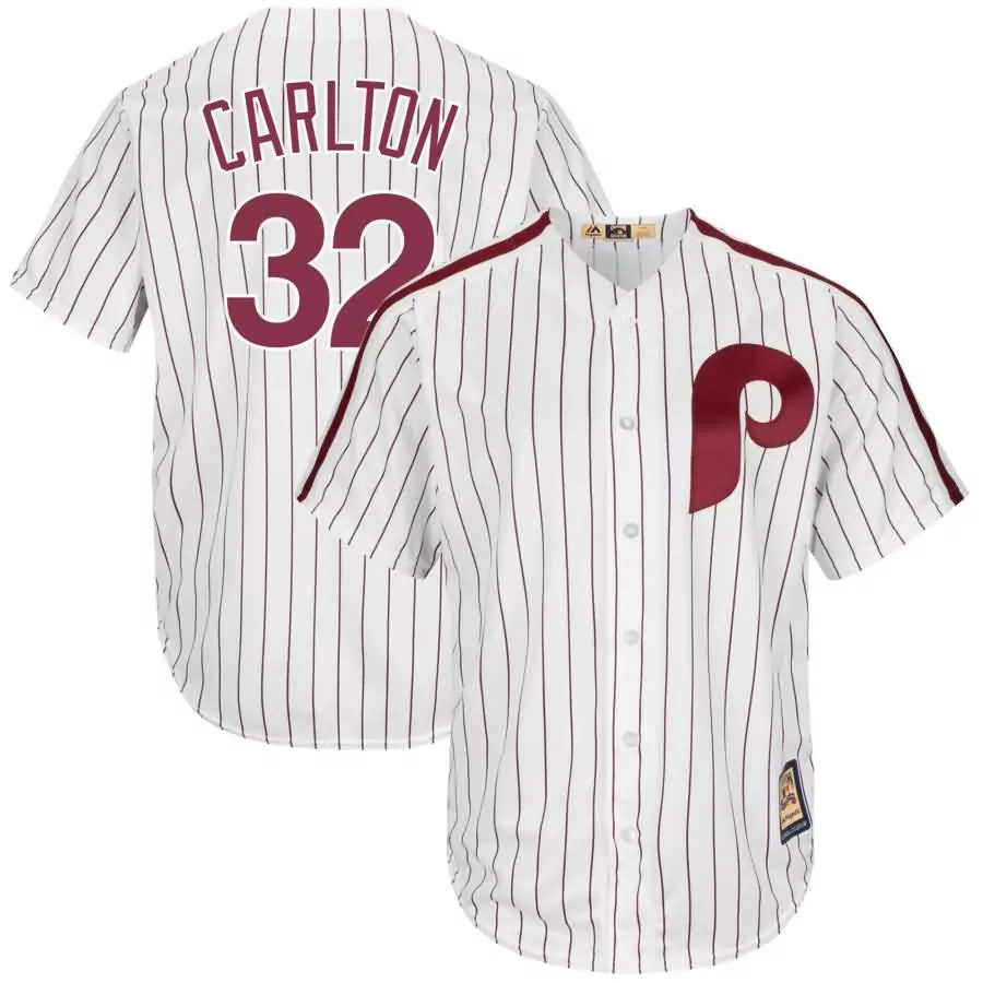 Personalized Steve carlton philadelphia phillies majestic cooperstown collection cool base player jersey white