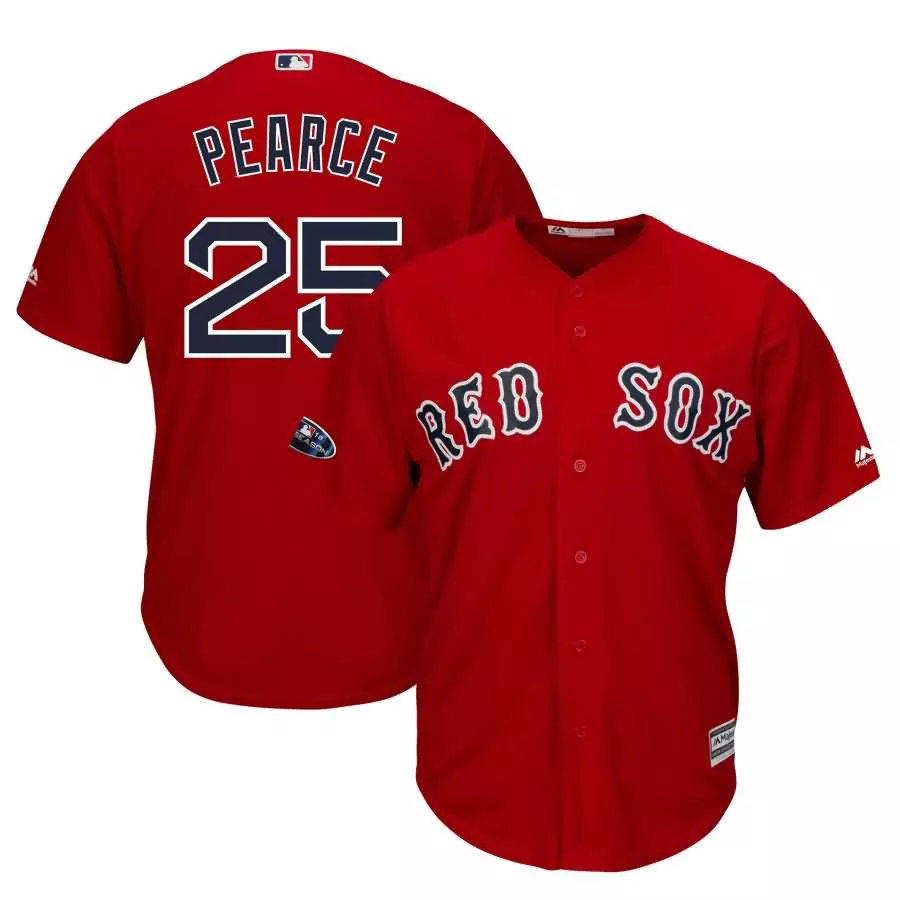 Customizable Steve pearce boston red sox majestic 2018 postseason alternate cool base player jersey scarlet