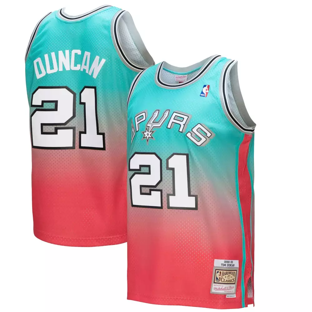 Custom Tim duncan san antonio spurs mitchell amp ness 199899 hardwood classics fadeaway swingman player jersey pinkteal