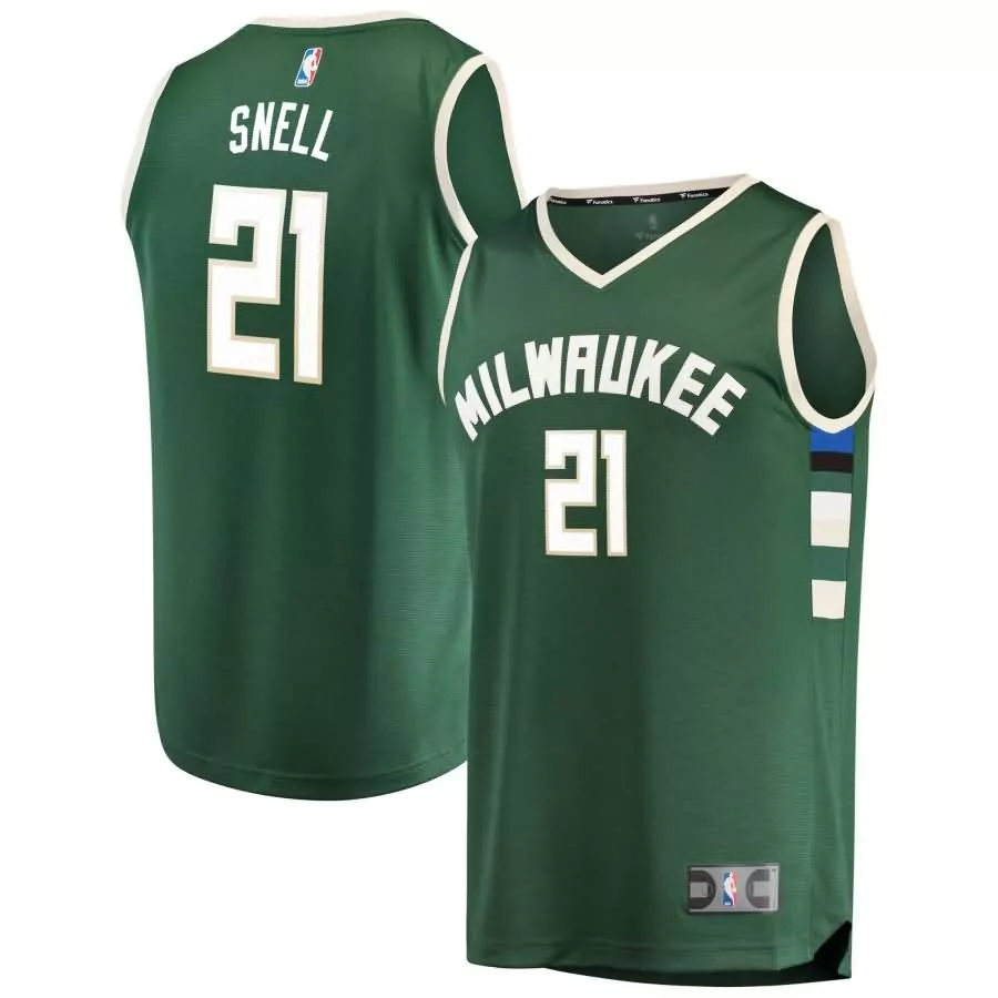Personalized Tony snell milwaukee bucks fanatics ed fast break road player jersey green icon edition
