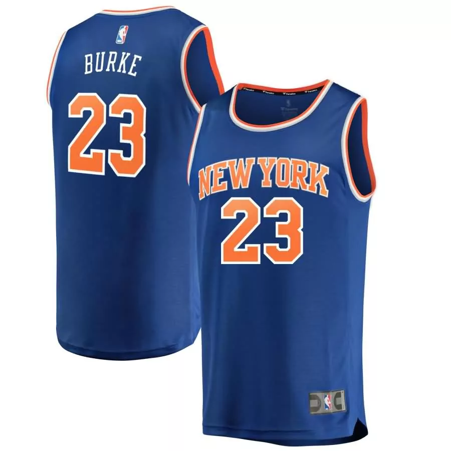 Personalized Trey burke new york knicks fanatics ed youth fast break road jersey blue icon edition