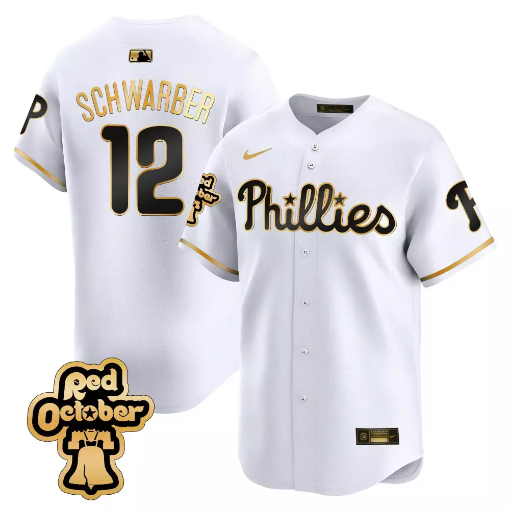 Custom White gold nick castellanos phillies red octorber patch vapor premier limited jersey all stitched
