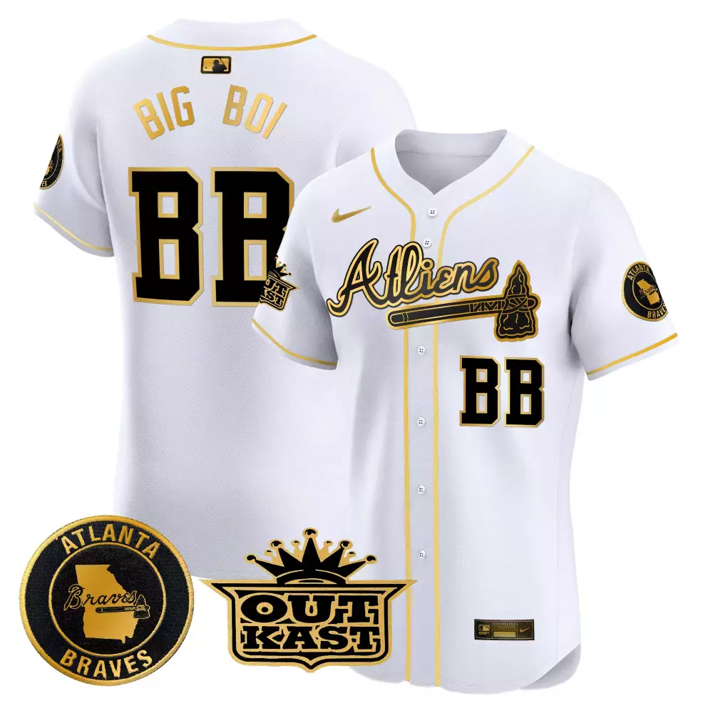 Custom White gold ozzie albies atlanta braves atliens vapor premier elite jersey all stitched
