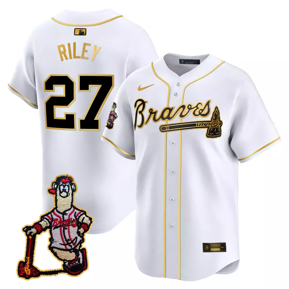 Personalized White gold ronald acuna jr atlanta braves blooper patch vapor premier limited jersey all stitched