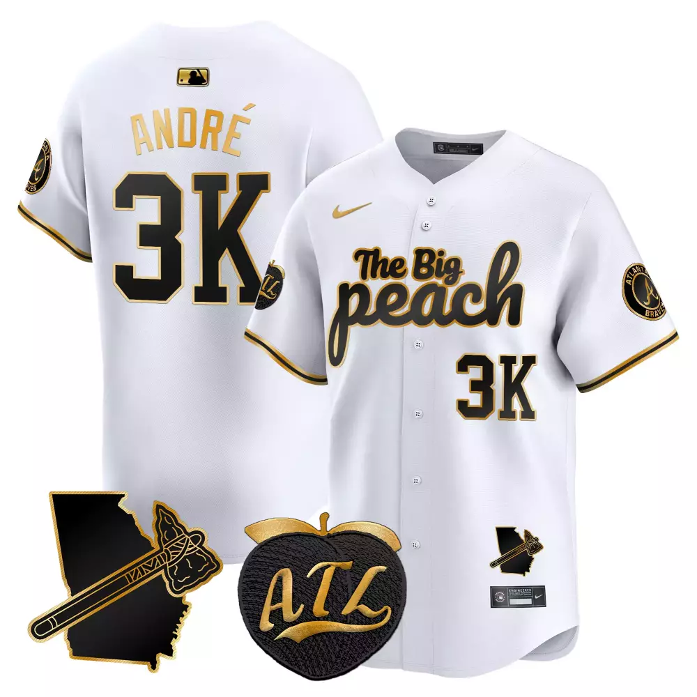 Custom White gold ronald acuna jr atlanta braves the big peach vapor premier limited jersey v3 all stitched