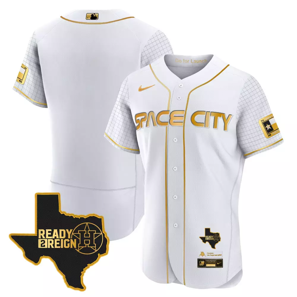 Custom White gold yordan lvarez astros 2024 space city ready 2 reign flex base jersey all stitched