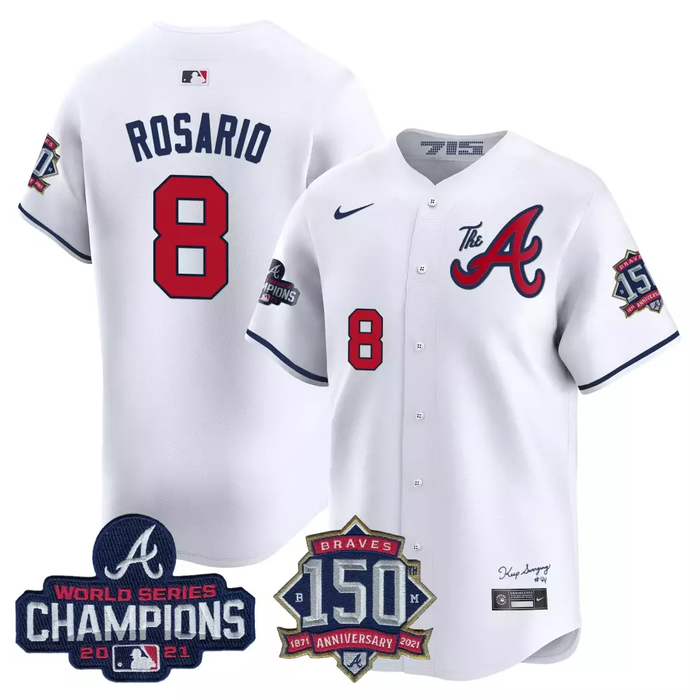 Customizable White ozzie albies atlanta braves champions 150th patch vapor premier limited jersey all stitched