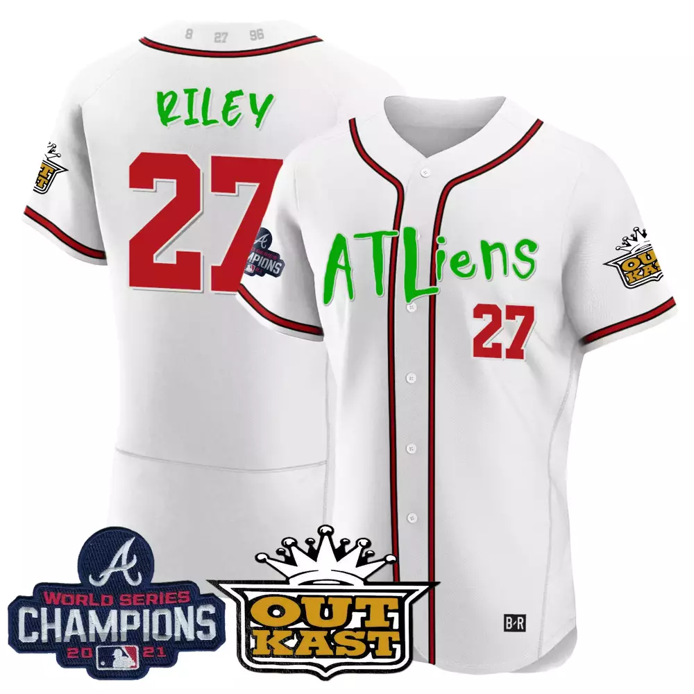 Personalized White ronald acuna jr atlanta braves atliens champions flex base jersey all stitched