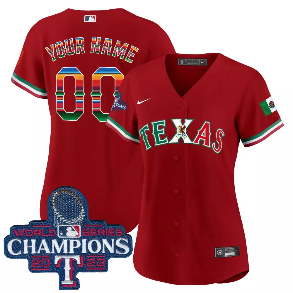 Custom White texas rangers mexico 2023 world series champions baseball custom jersey v2 all stitched