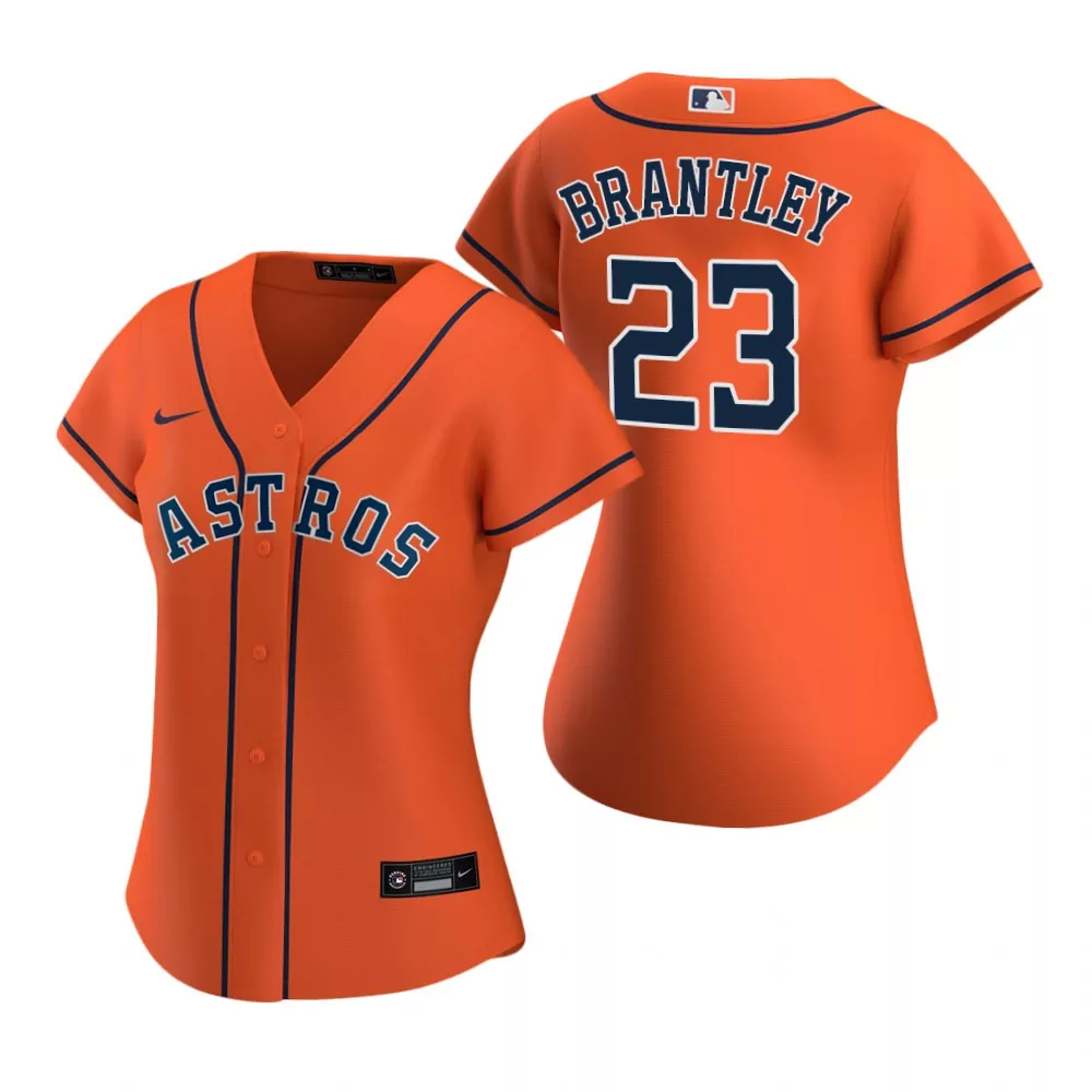 Custom Womens astros 23 michael brantley orange 2020 alternate jersey gift for astros fan