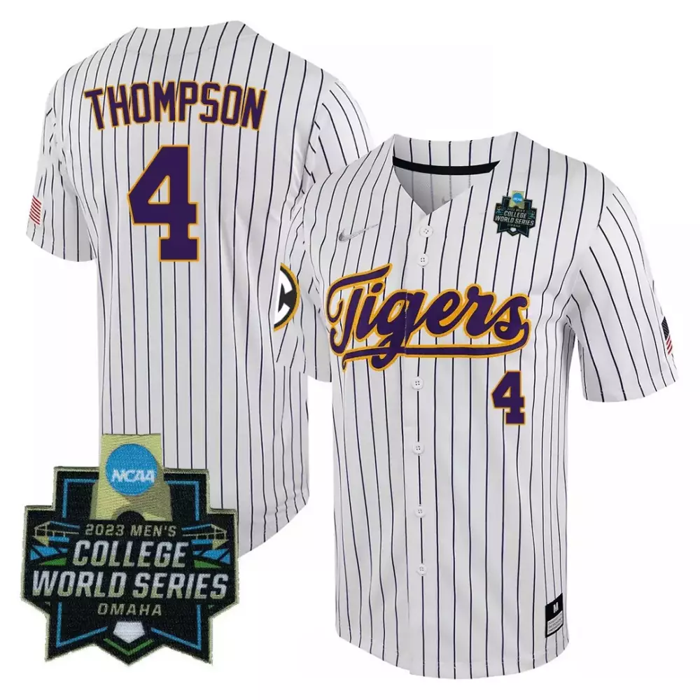 Custom Yellow tommy white lsu tigers college baseball world series jersey v2 all stitched