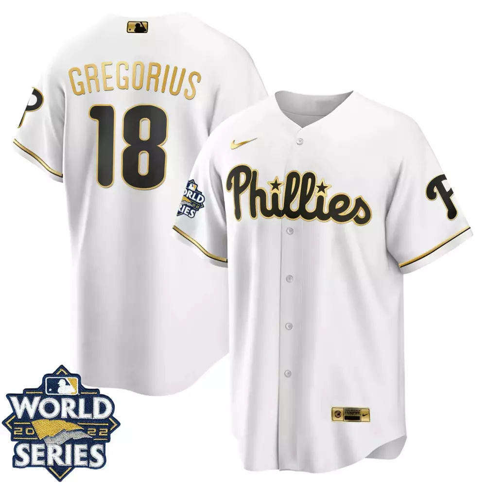Custom Youths philadelphia phillies gold 2022 world series jersey limited all stitched