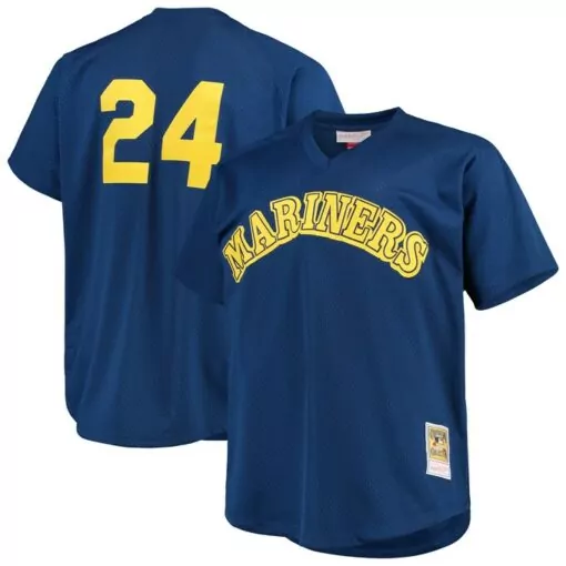 Custom Ken griffey jr seattle mariners cooperstown collection mesh batting practice jersey royal 5827