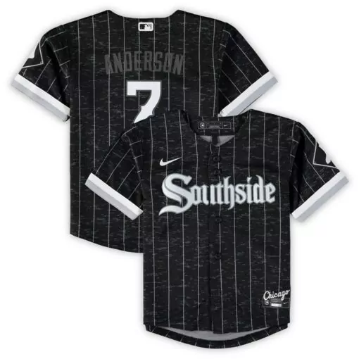 Personalized Tim anderson chicago white sox infant city connect script jersey black 5721
