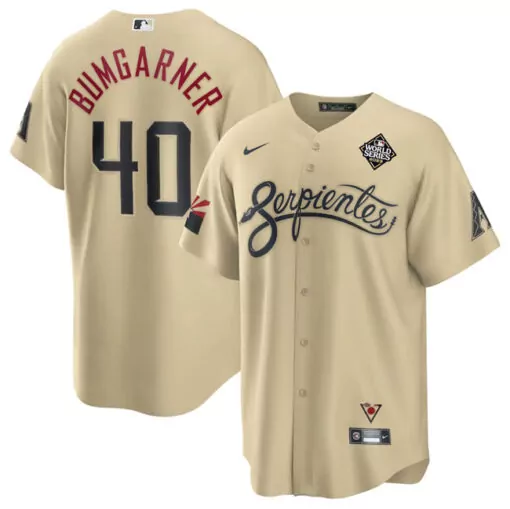 Custom Arizona diamondbacks 40 madison bumgarner gold 2023 world series city connect cool base stitched baseball jersey