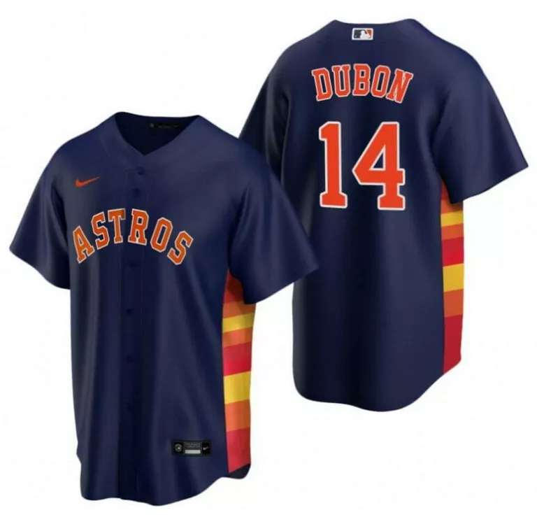 Custom Houston astros 14 mauricio dubon navy cool base stitched baseball jersey 2