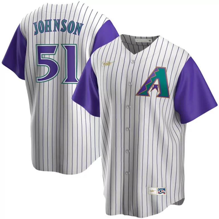 Personalized Men s arizona diamondbacks randy johnson cream purple alternate cooperstown collection player jersey 3