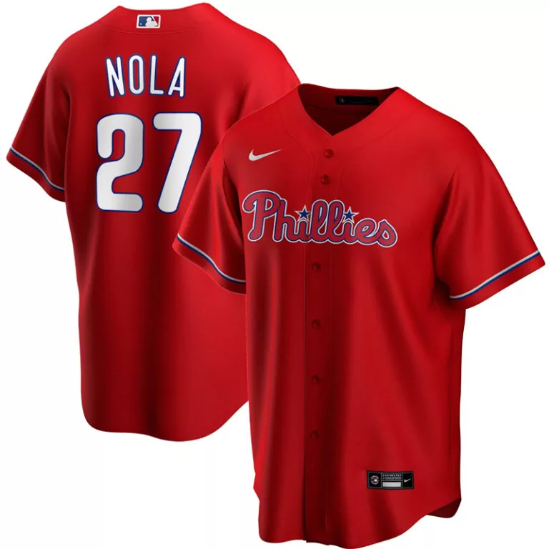 Customizable Men s philadelphia phillies aaron nola red alternate 2020 player jersey 1