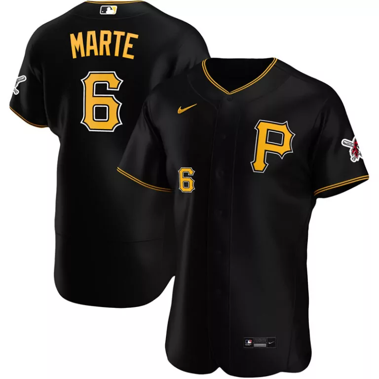 Customizable Men s pittsburgh pirates starling marte black alternate 2020 player jersey 1