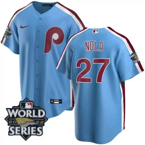Personalized Aaron nola philadelphia phillies cooperstown 2022 world series patch jersey all stitched 3207