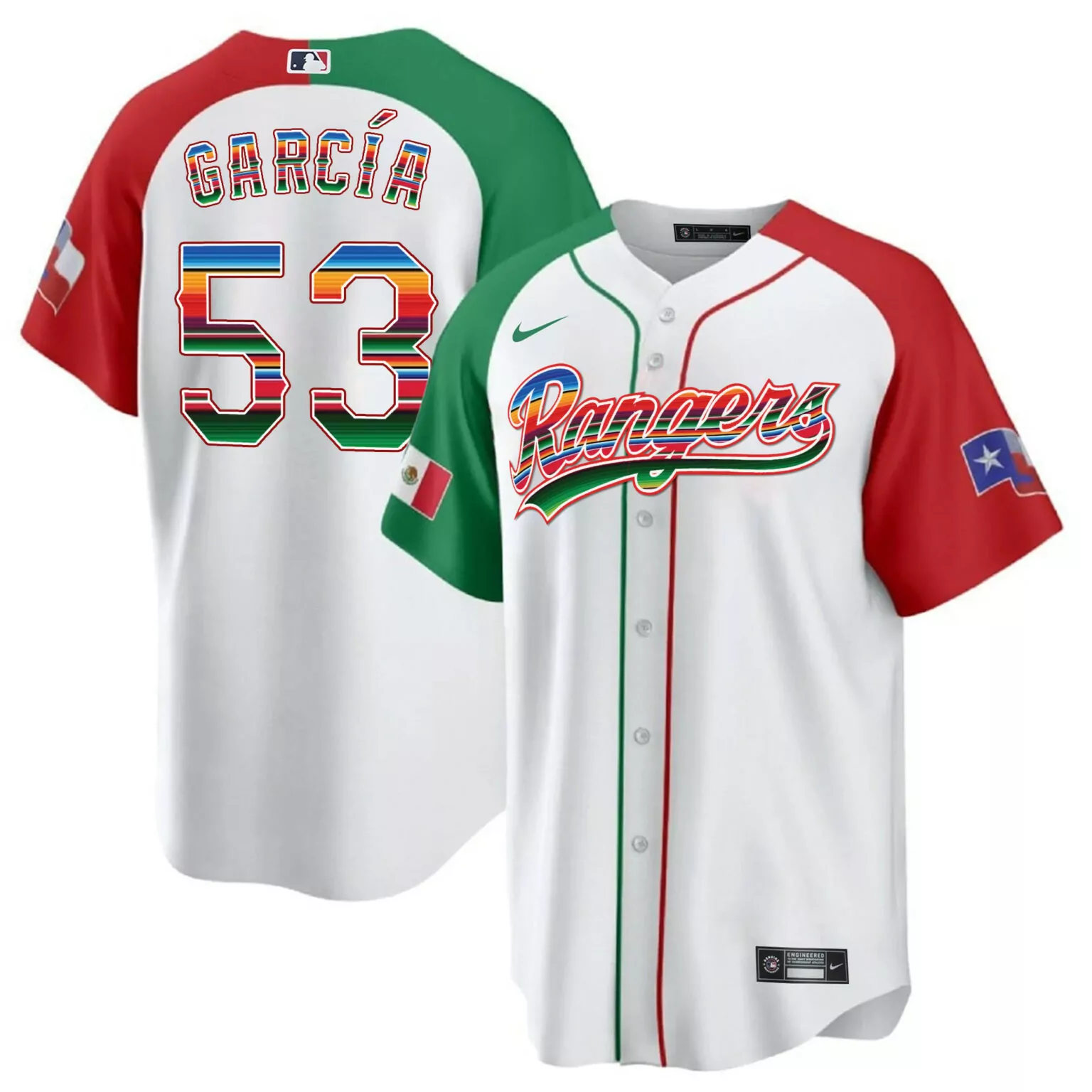 Customizable Alternate adolis garcia texas rangers mexican heritage night jersey home all stitched 1504