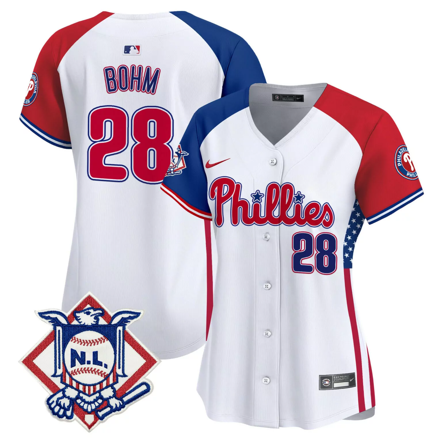 Personalized Alternate alec bohm philadelphia phillies 2024 fourth of july jersey v4 all stitched 1013