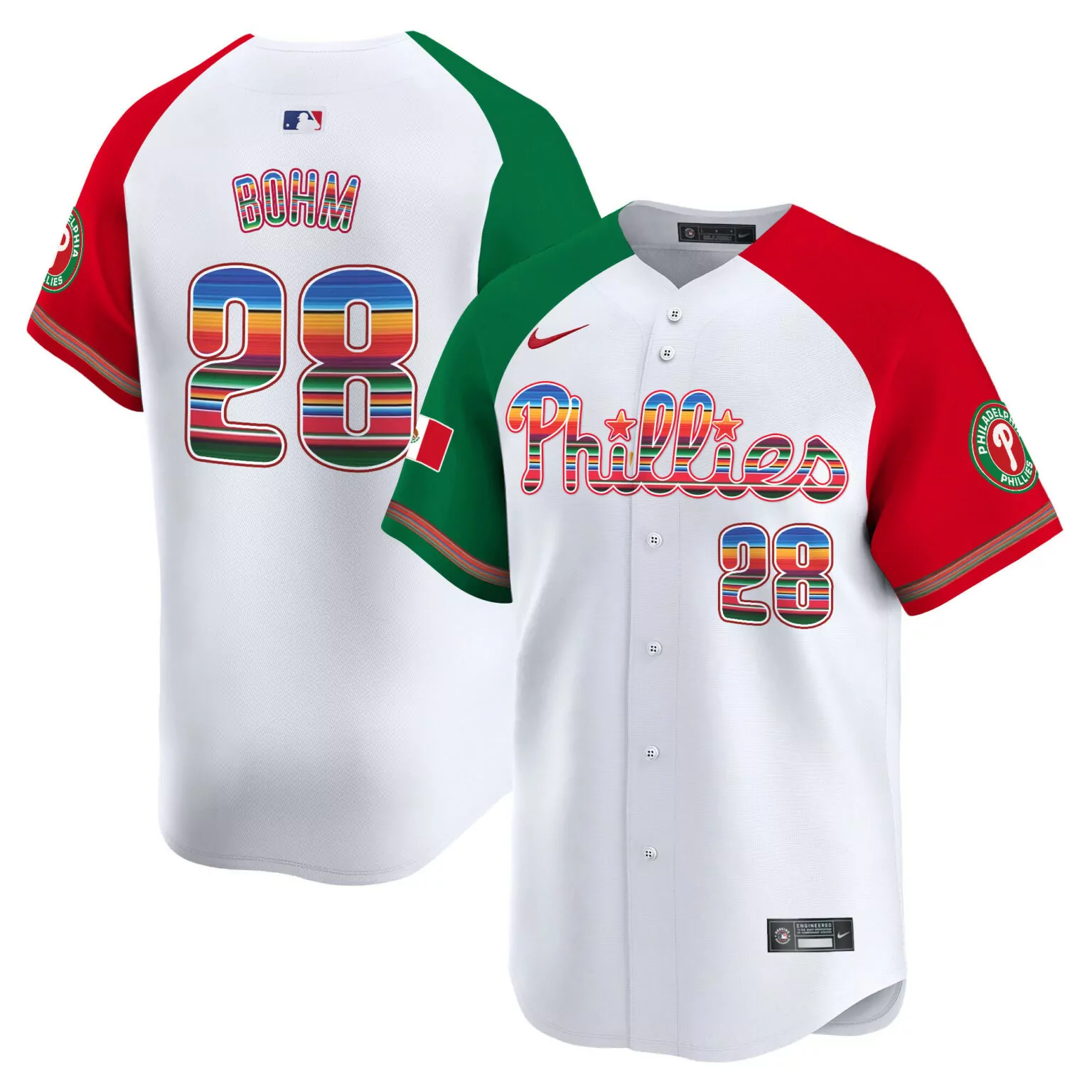 Custom Alternate alec bohm philadelphia phillies mexico jersey all stitched 6131