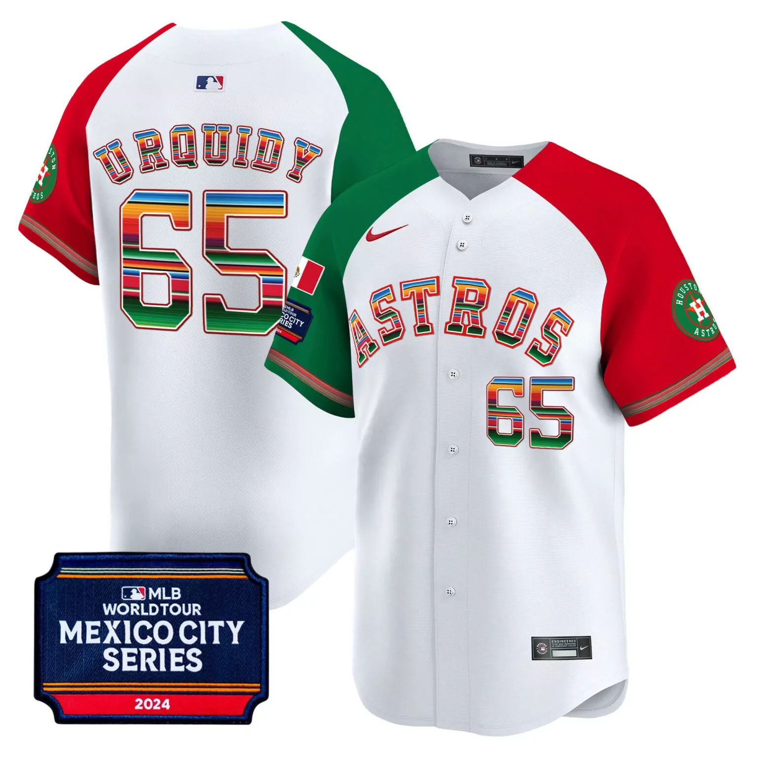 Personalized Alternate jose urquidy houston astros 2024 mexico city series patch jersey all stitched 6687