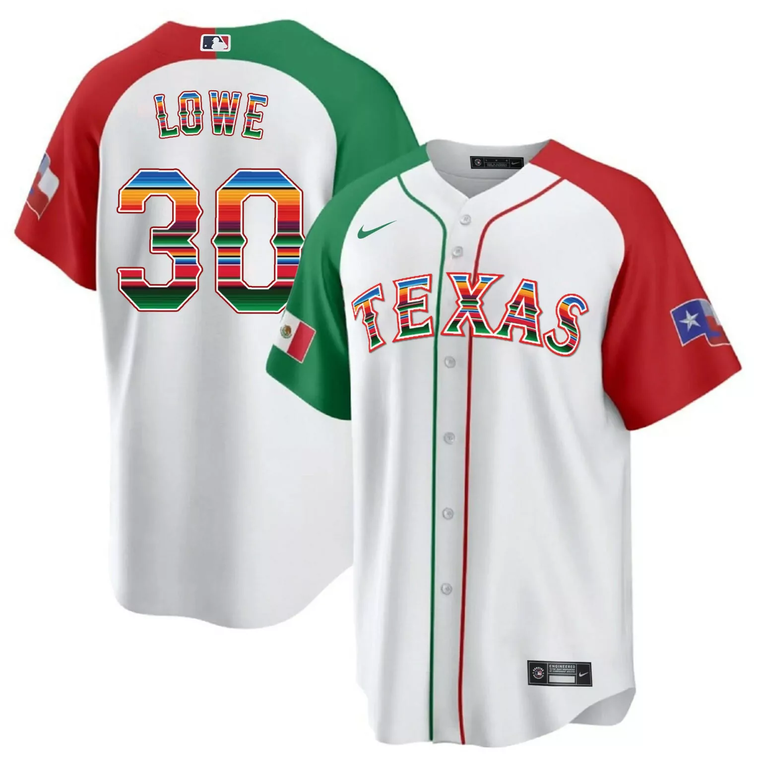Customizable Alternate nathaniel lowe texas rangers mexican heritage night jersey away all stitched 4775